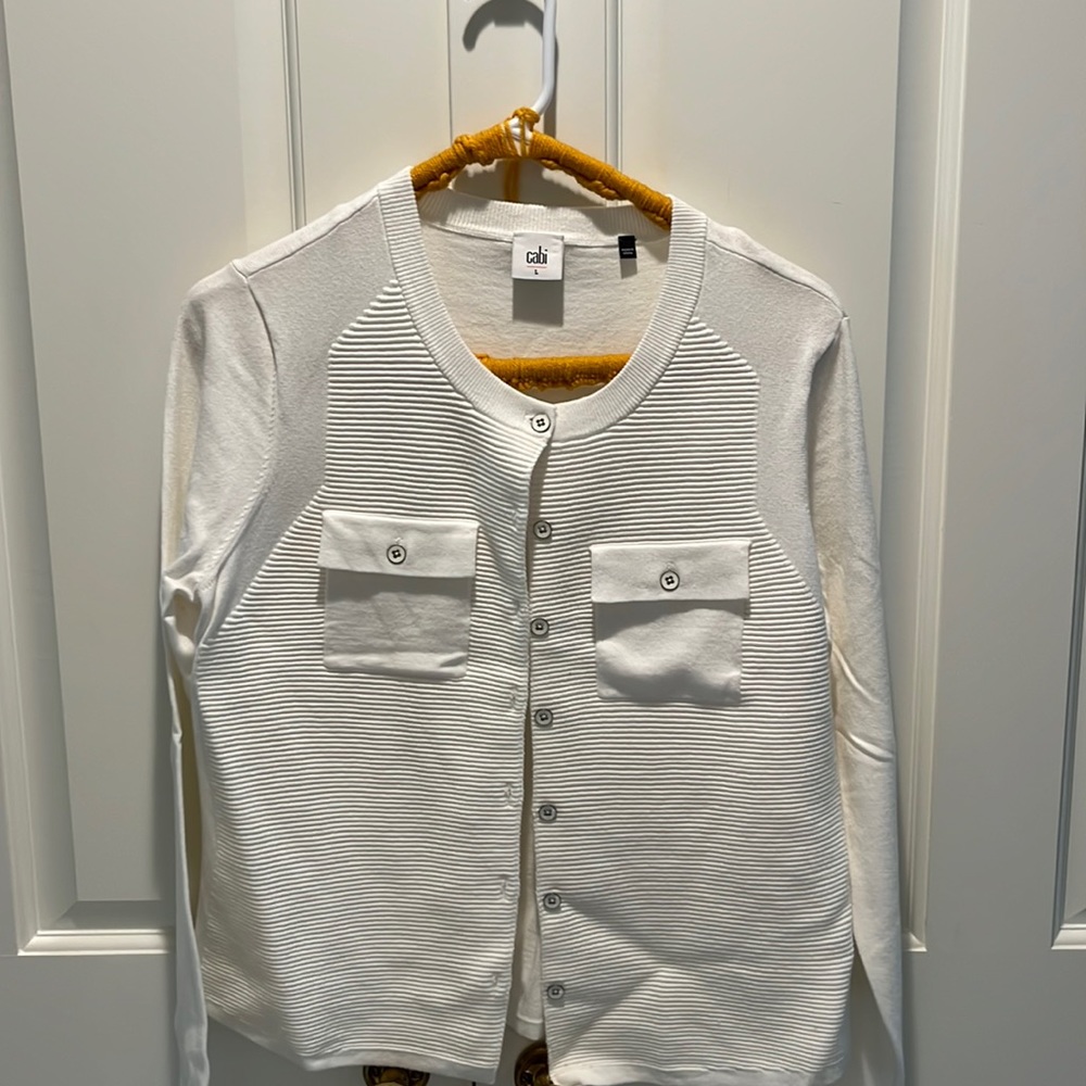 Brand new, never worn Cabi sweater. Size large. Winter white color